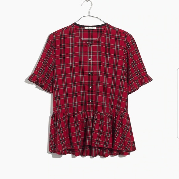 MADEWELL Studio Ruffle Hem Top in Plaid - Picture 4 of 8